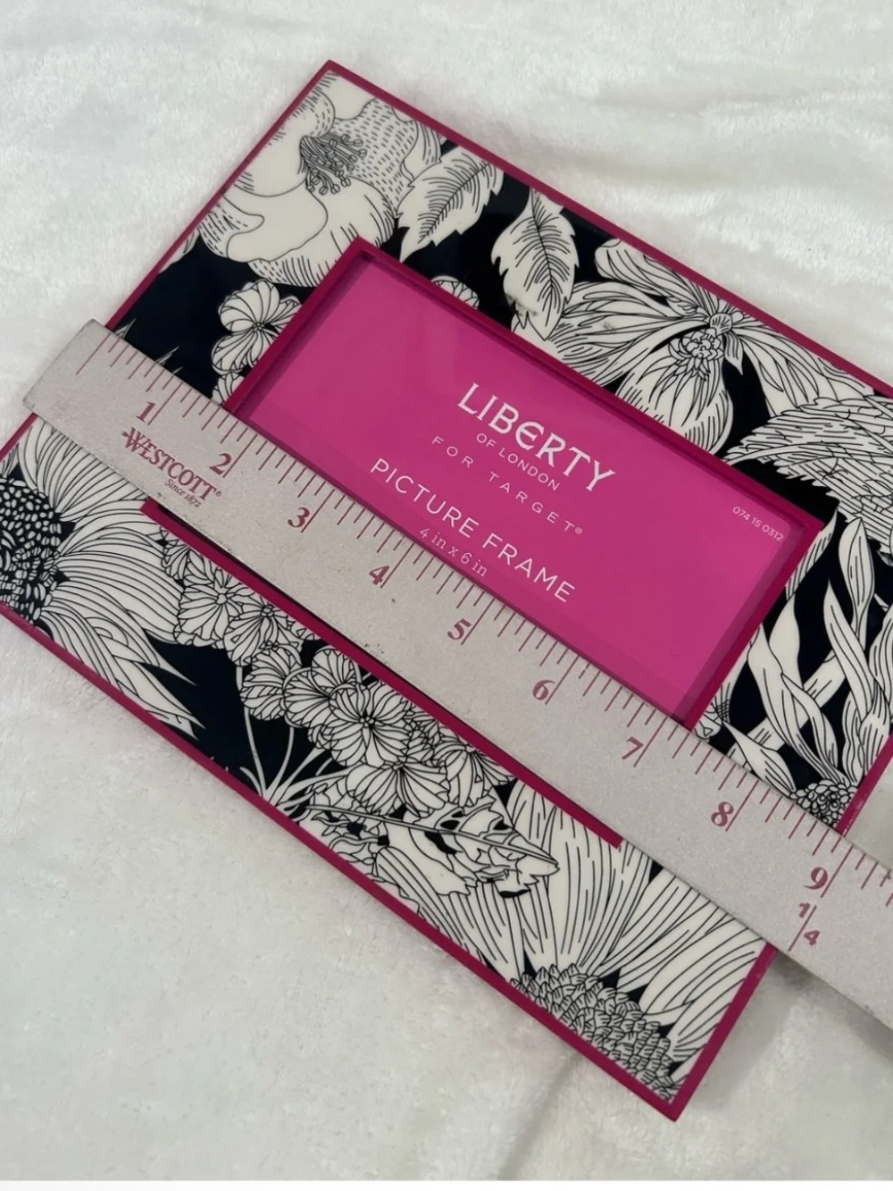 Liberty of London Black & White Floral Picture Frame Pink Trim Target 2010 4x6